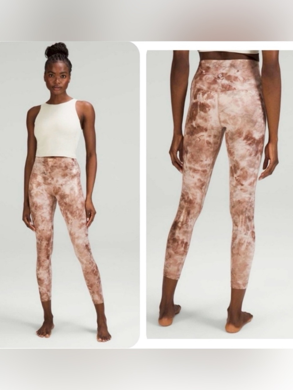 Lululemon Align High Rise Leggings 25" Shine Diamond Dye‎ Misty Shell Cacao 6